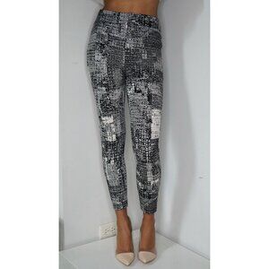 Lysse Womens Black And White High Waist Leggings Zip Ankle Size M